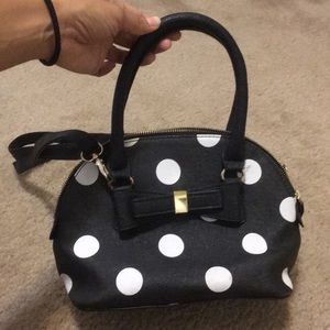 Black and white polka dot over the shoulder purse